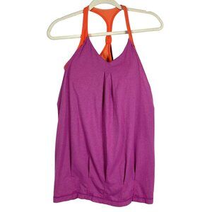 Lululemon Women’s Practice Freely Tank Top Heathered Magenta Pink Built-In Bra S